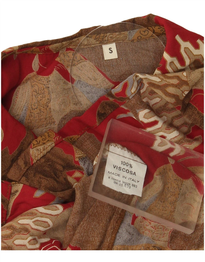 Camicetta camicia oversize da donna vintage UK 10 Small Red Colourblock