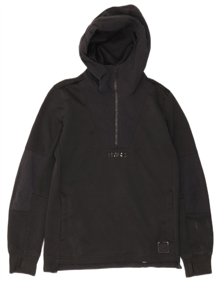 Felpa con cappuccio e collo con zip Nike da ragazzo, 12-13 anni, grande, in poliestere nero