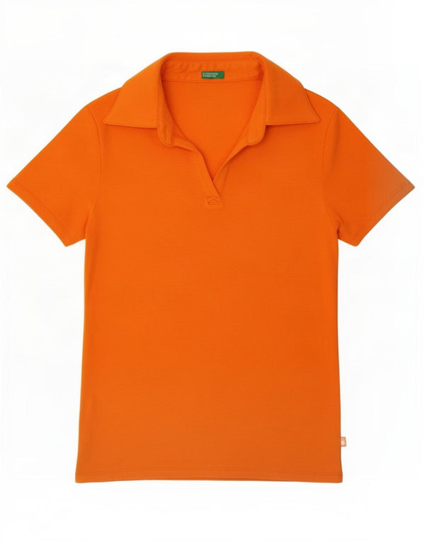 Polo da donna Benetton UK 12 cotone arancione medio