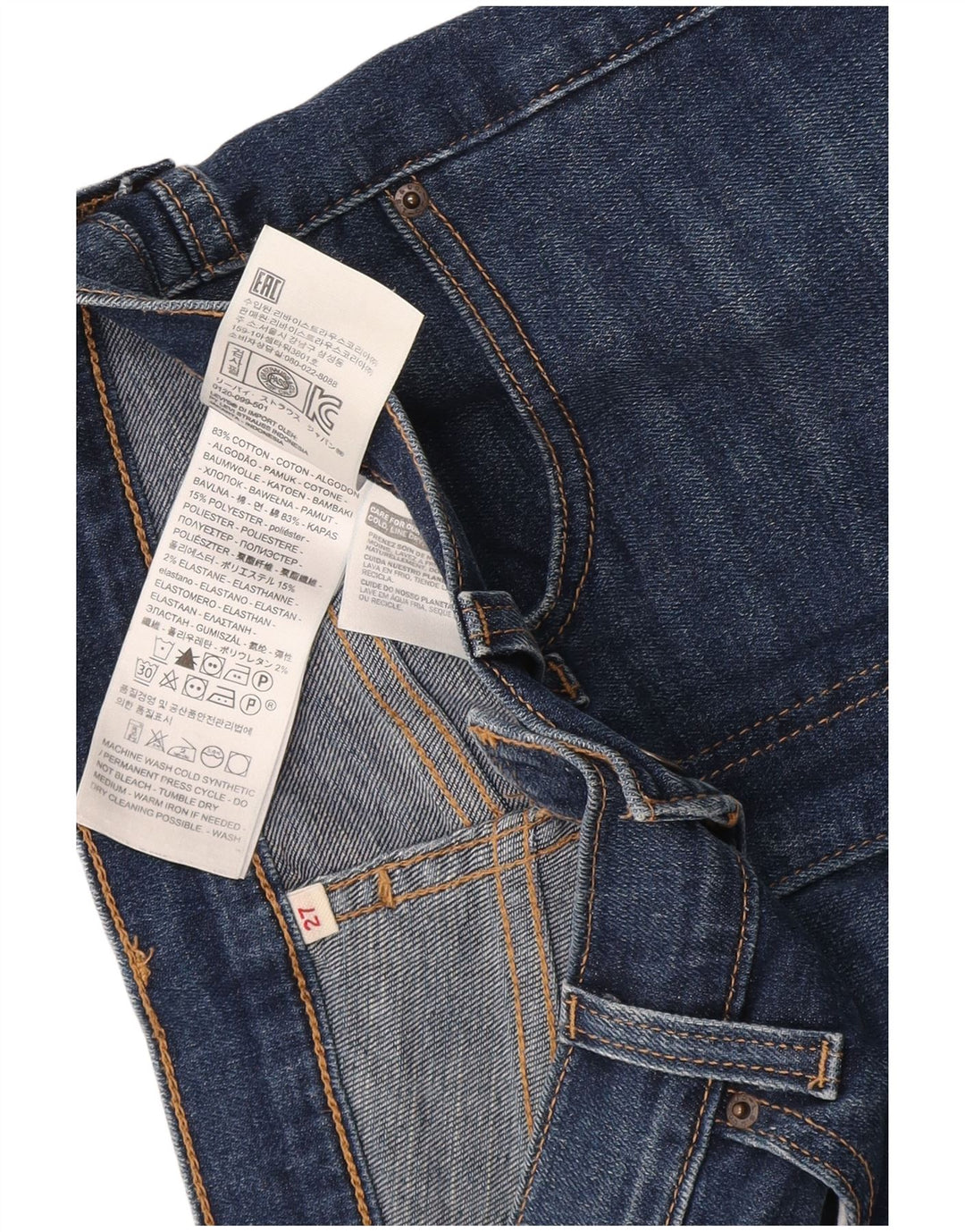 Pantaloncini di jeans da donna Levi's W27 piccoli in cotone blu