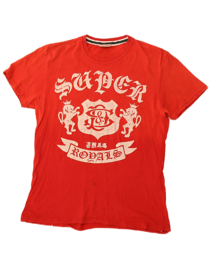 T-shirt grafica da donna SUPERDRY Top UK 12 cotone rosso medio