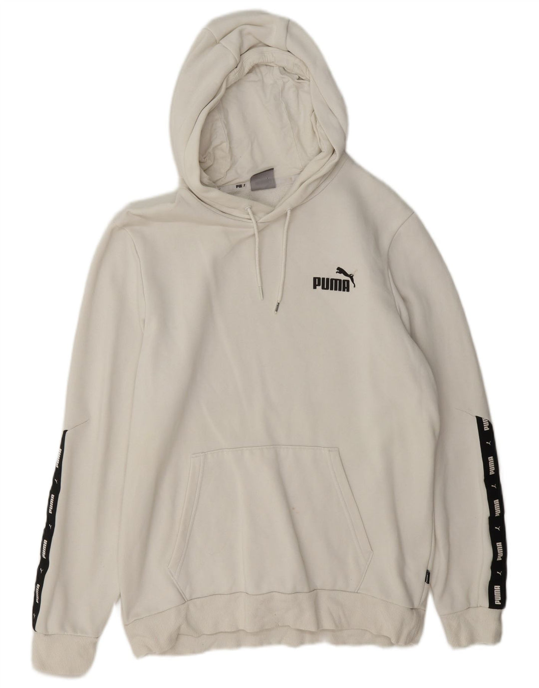 Felpa con cappuccio grafica da uomo Puma in cotone color block bianco medio