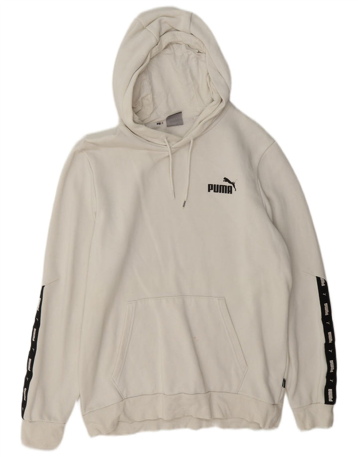 Felpa con cappuccio grafica da uomo Puma in cotone color block bianco medio