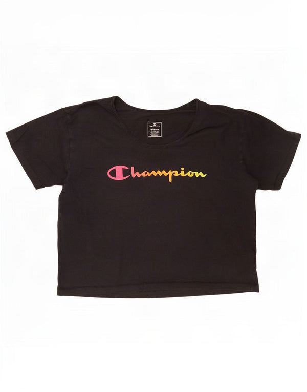 T-shirt grafica corta da donna Champion UK 14 media nera