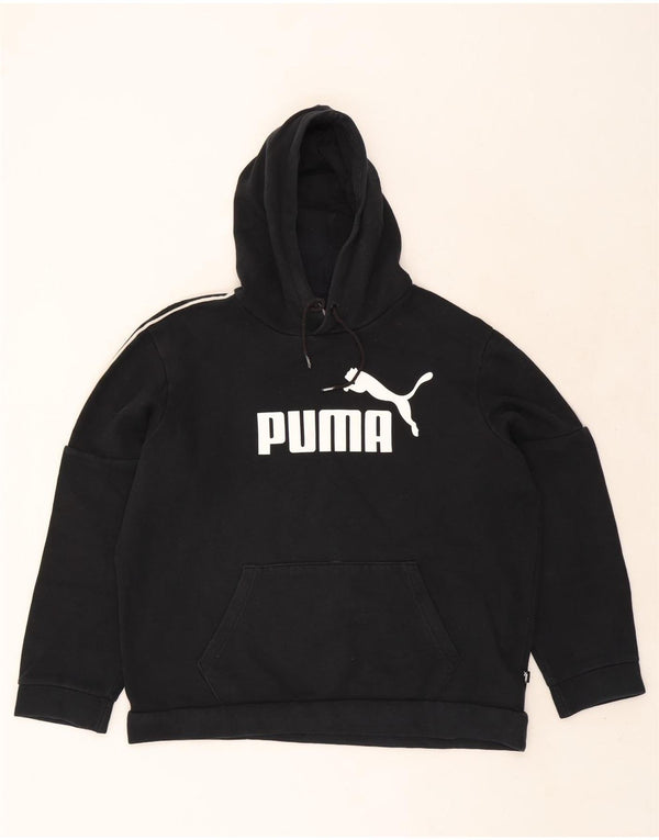 Felpa con cappuccio grafica da uomo Puma Large in cotone nero