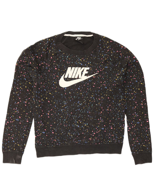 Felpa oversize con grafica Nike da donna UK 6 XS nera maculata