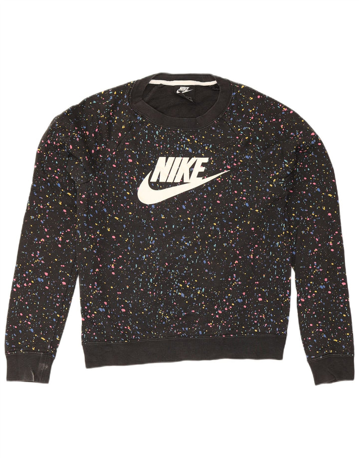 Felpa oversize con grafica Nike da donna UK 6 XS nera maculata
