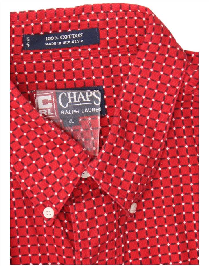 Camicia a maniche corte da uomo Chaps XL in cotone geometrico rosso