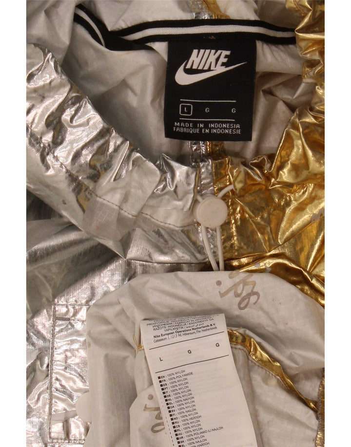 Giacca anorak oversize con grafica Nike da donna UK 16 Large color argento