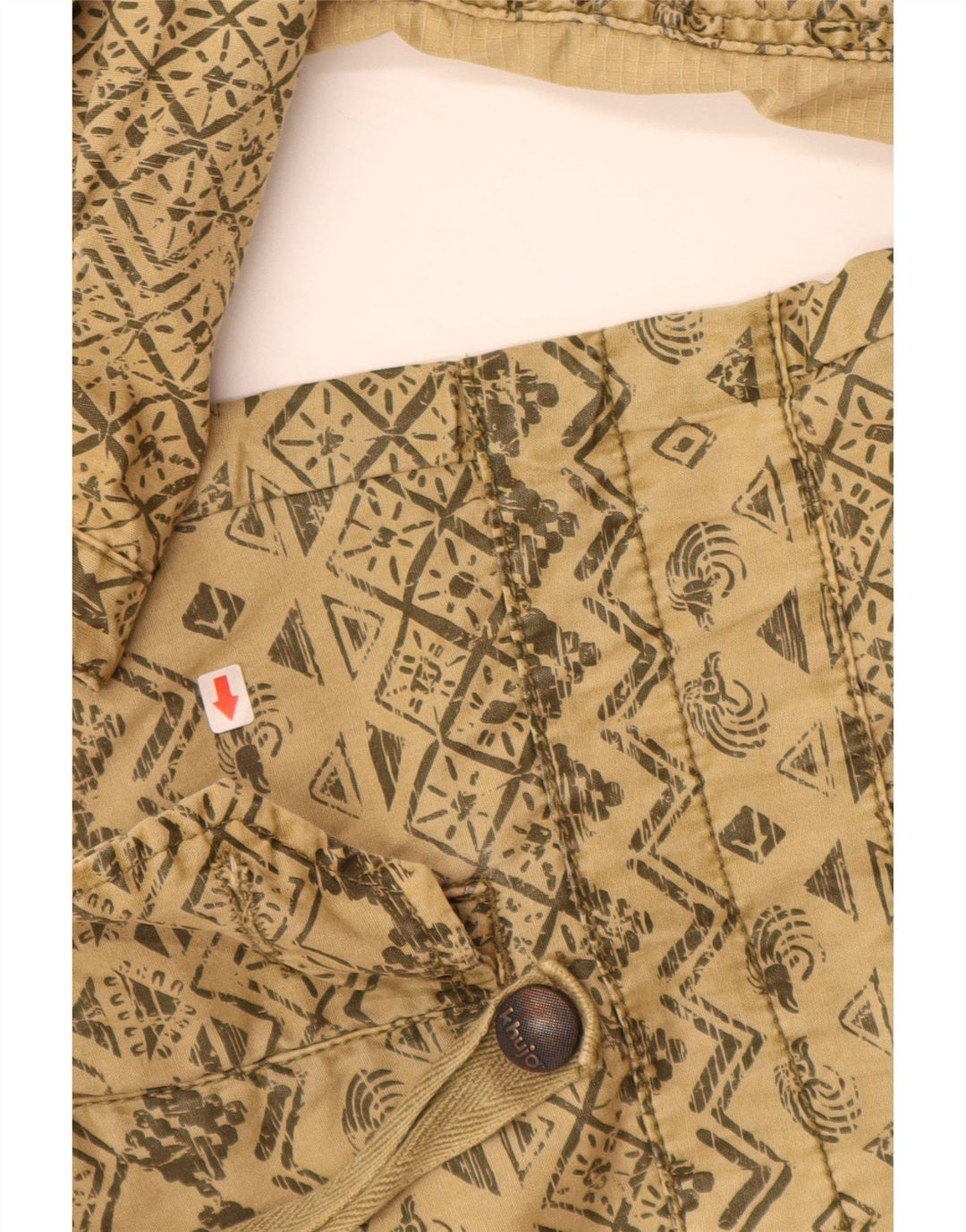 Giacca parka con cappuccio da donna KHUJO UK 16 grande cotone geometrico beige