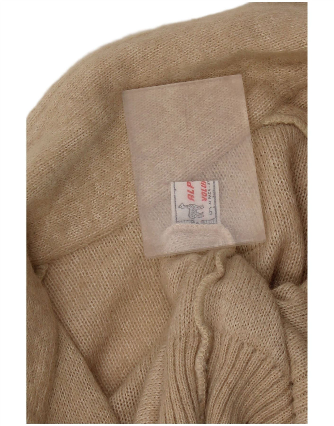 Maglione cardigan corto da donna vintage UK 12 Lana di alpaca beige medio