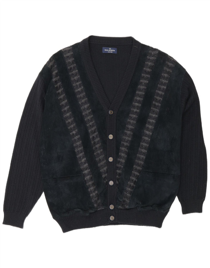 Maglione cardigan da uomo Malagrida XL in lana a righe nere