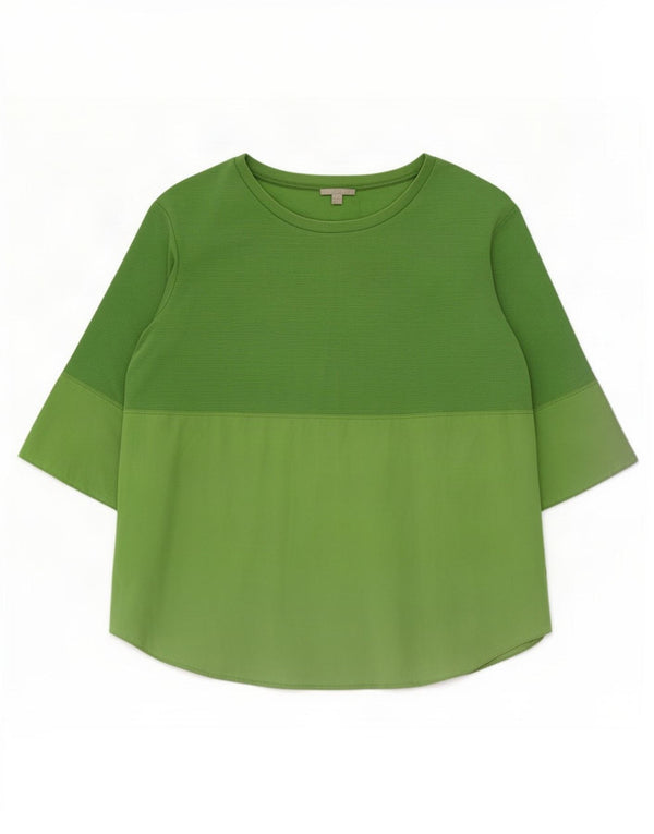 Cos Top da donna vestibilità rilassata manica 3/4 UK 16 Large Green Colourblock
