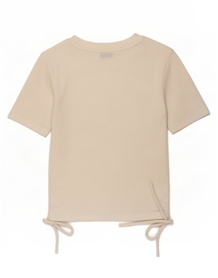 T-shirt corta da donna Zara UK 8 piccola bianca in poliestere