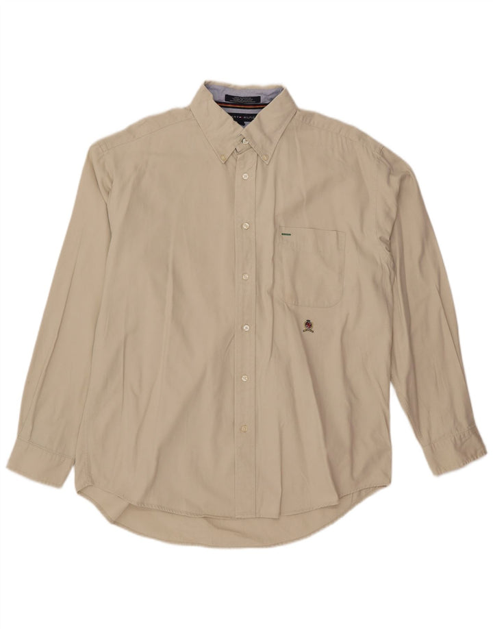 TOMMY HILFIGER Camicia da uomo grande in cotone bianco sporco