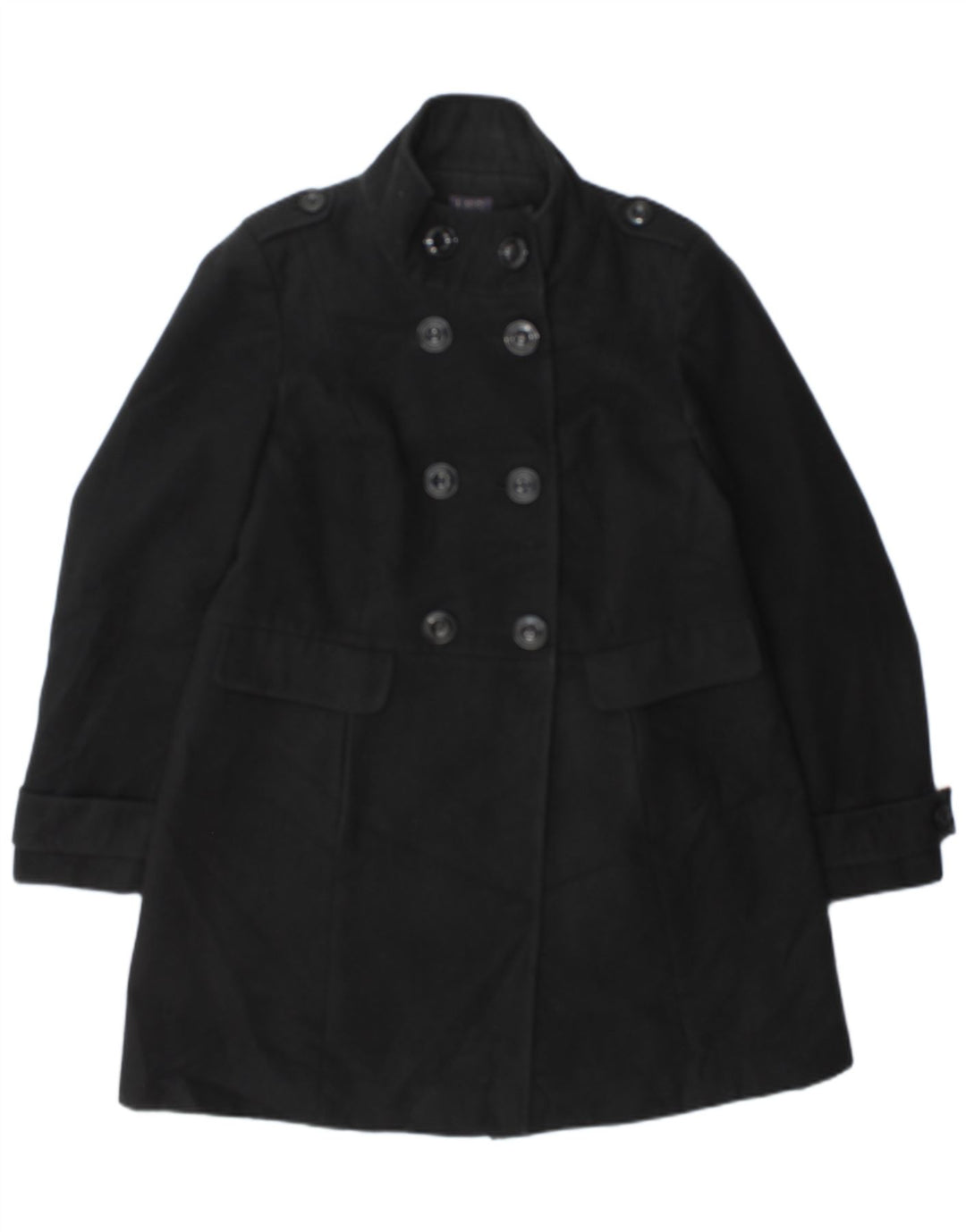 Cappotto doppiopetto da donna Marks & Spencer UK 14 poliestere nero medio