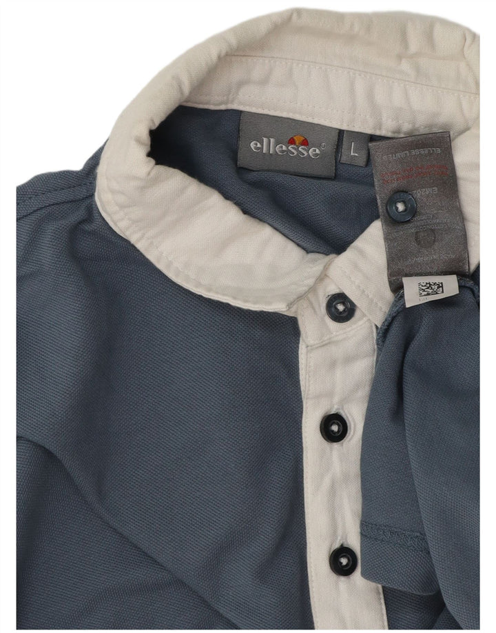 Polo da rugby da uomo Ellesse grande in cotone blu