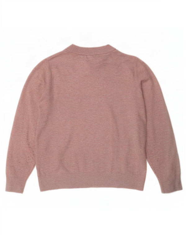 Maglione maglione girocollo da donna Marks & Spencer UK 10 piccolo poliestere rosa