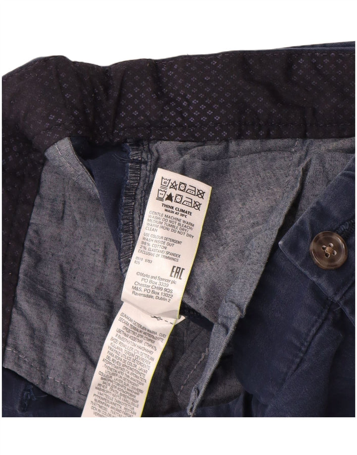 Pantaloni chino regolari dritti da uomo Marks & Spencer W40 L33 Blu Navy