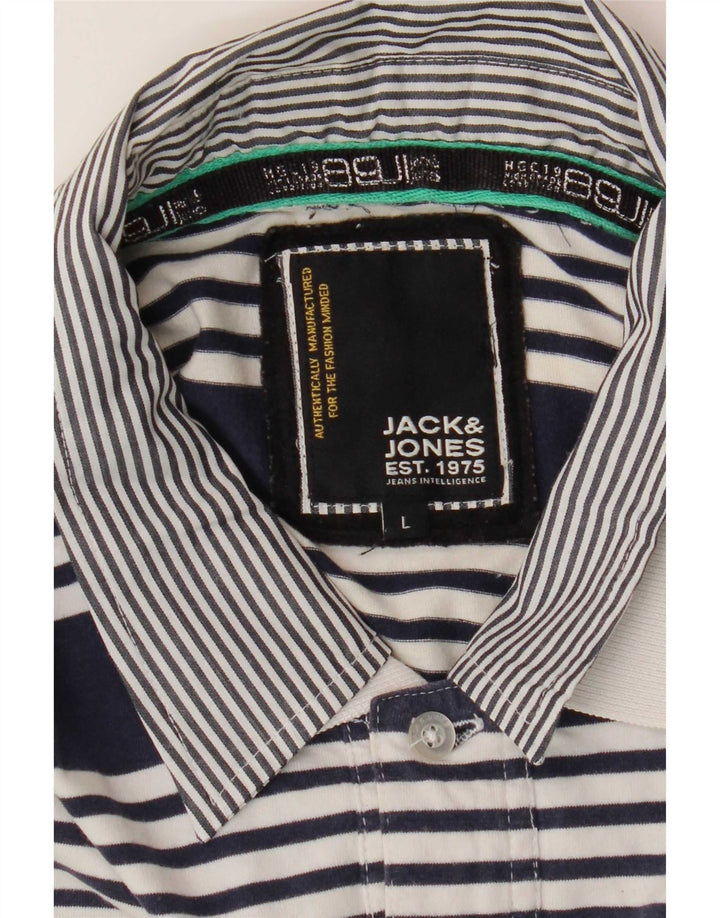 Polo da uomo Jack & Jones grande a righe blu navy
