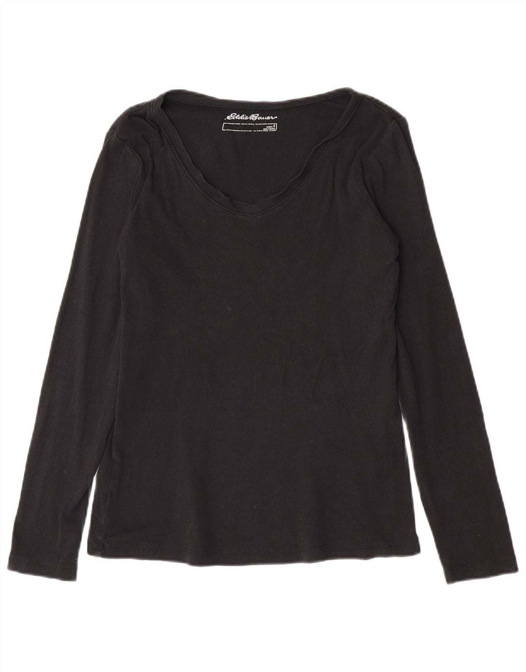 Maglietta da donna a maniche lunghe Eddie Bauer UK 10 piccola in cotone nero