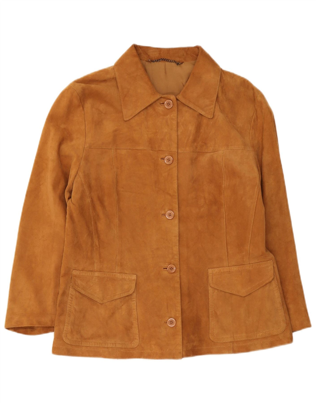 Giacca vintage in pelle scamosciata da donna UK 14 in pelle beige media