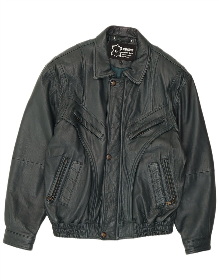 Giacca in pelle da uomo VINTAGE EU 56 3XL Pelle verde