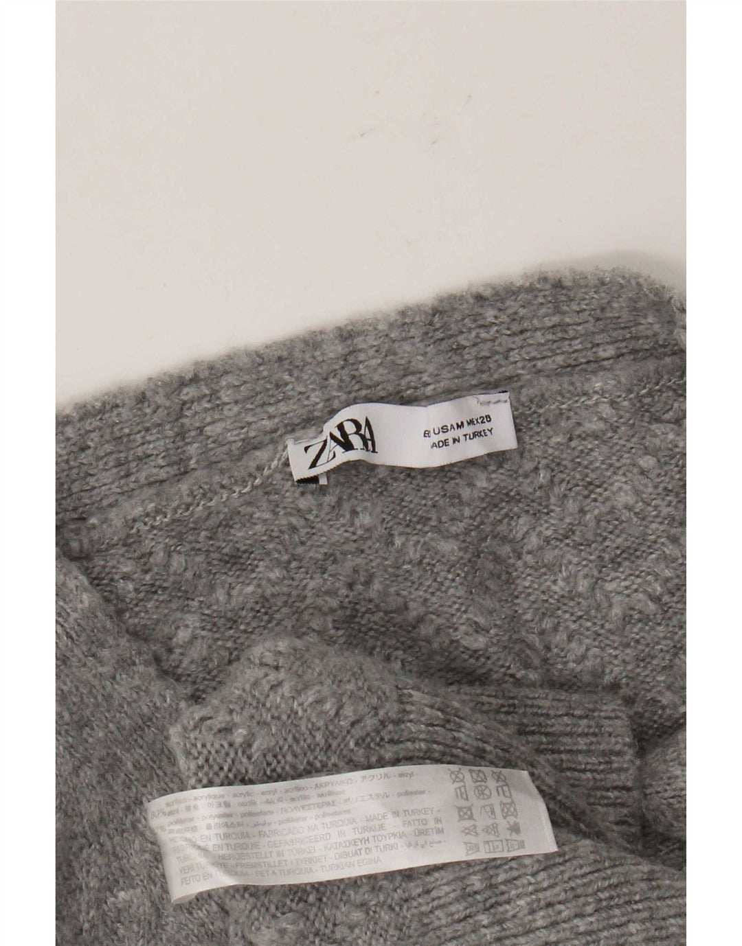 Maglione cardigan corto da donna Zara UK 14 Acrilico grigio medio