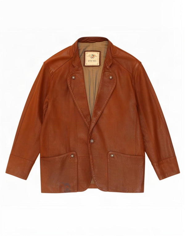Giacca blazer in pelle da uomo a 1 bottone Striwa UK 40 grande marrone