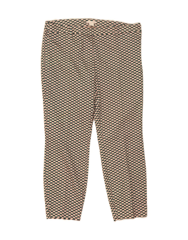 H&M Womens Skinny Casual Trousers EU 44 XL W36 L27 Beige Geometric Cotton