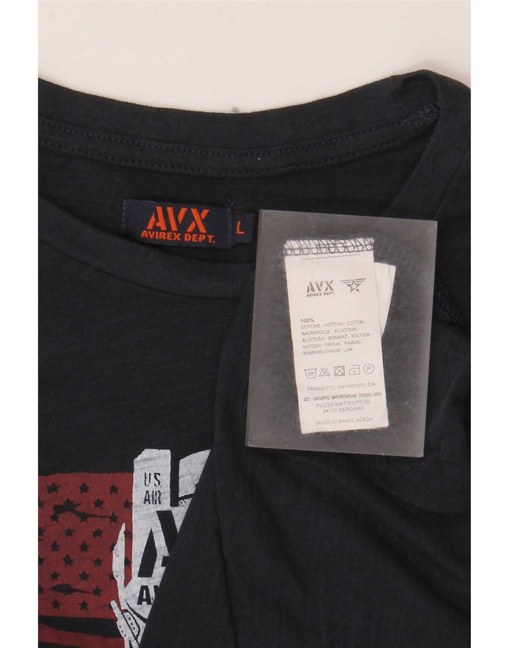 T-shirt grafica da uomo Avirex Top grande in cotone blu navy