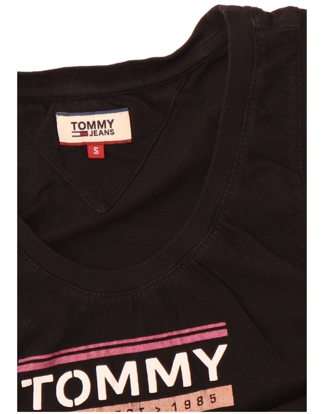 TOMMY HILFIGER Canotta grafica da donna UK 8 piccola nera