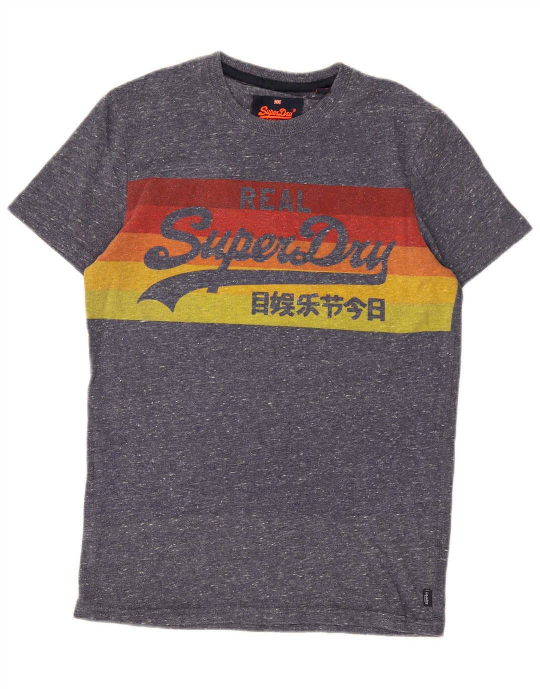 T-shirt grafica da uomo Superdry Top in cotone chiazzato blu piccolo