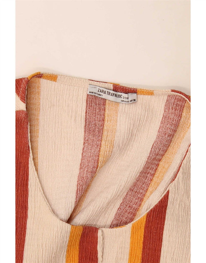 Blusa oversize da donna Zara Top UK 10 Small Beige a righe