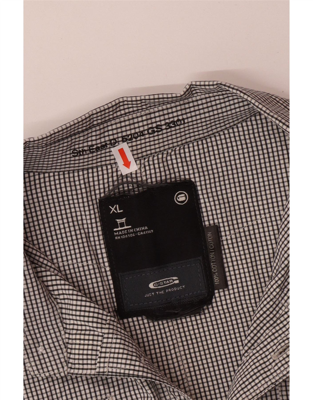 Camicia da uomo G-STAR XL in cotone a quadri neri