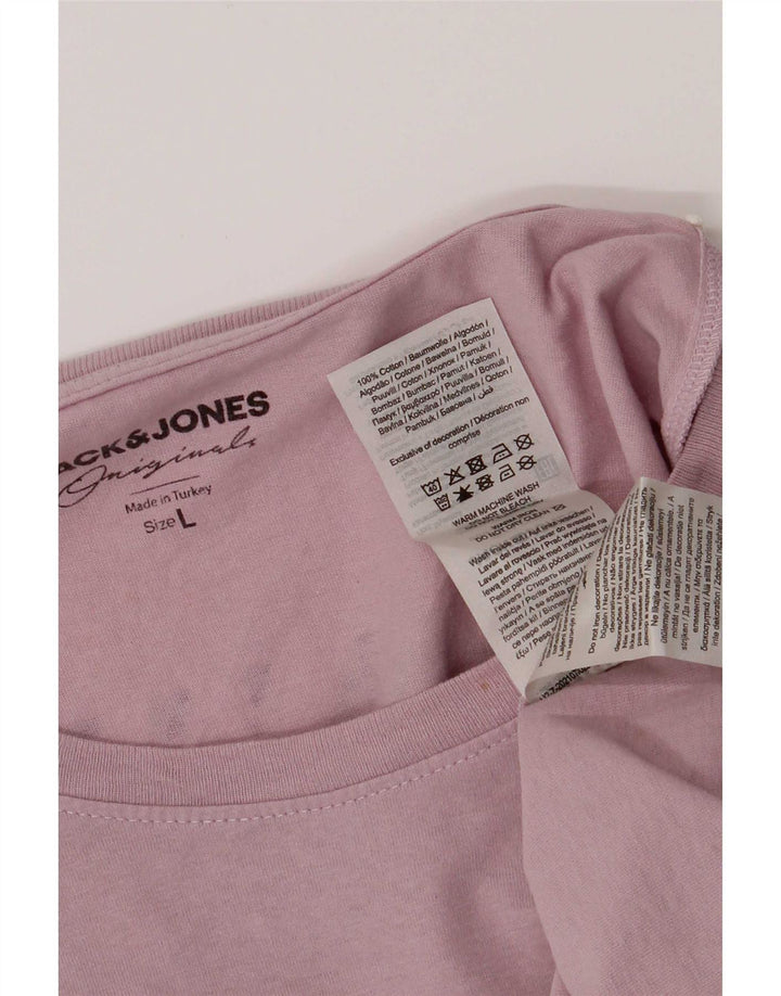 Jack & Jones T-shirt grafica da uomo grande in cotone rosa