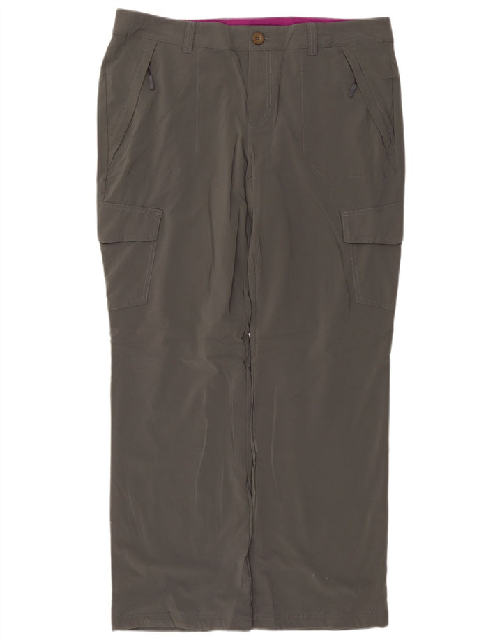 Pantaloni cargo dritti da donna Eddie Bauer US 16 2XL W38 L32 Poliestere grigio