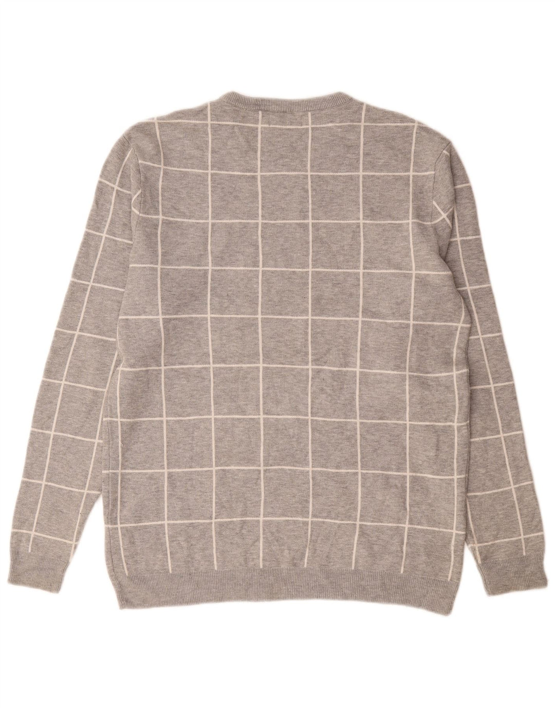 Maglione maglione girocollo da uomo Zara XL in nylon grigio a quadri