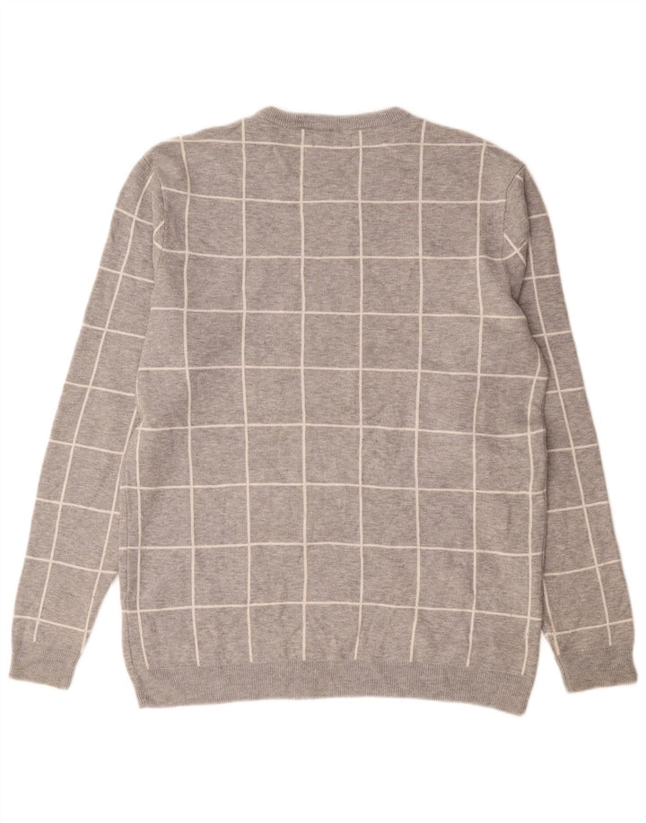 Maglione maglione girocollo da uomo Zara XL in nylon grigio a quadri