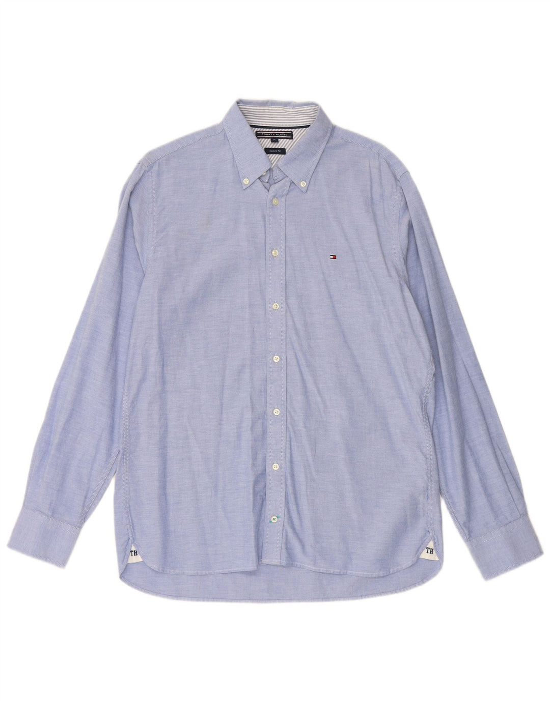 TOMMY HILFIGER Mens Custom Fit Shirt Medium Blue Cotton
