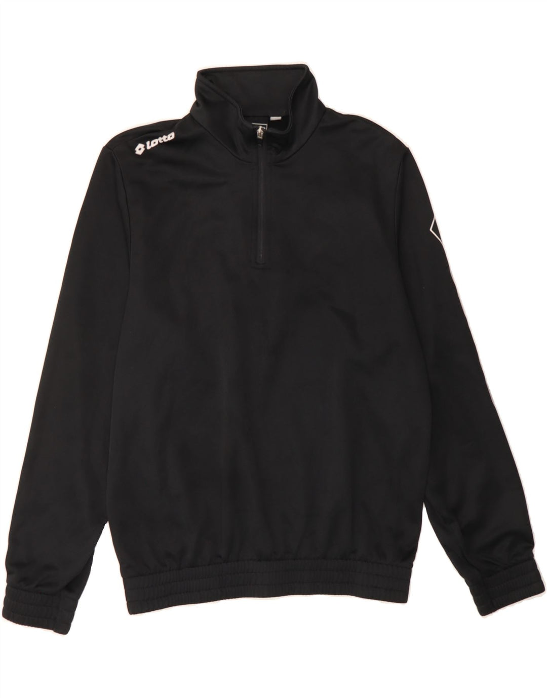 LOTTO Mens Graphic Zip Neck Pullover Tracksuit Top Medium Black Polyester Vintage Lotto and Second-Hand Lotto from Messina Hembry 