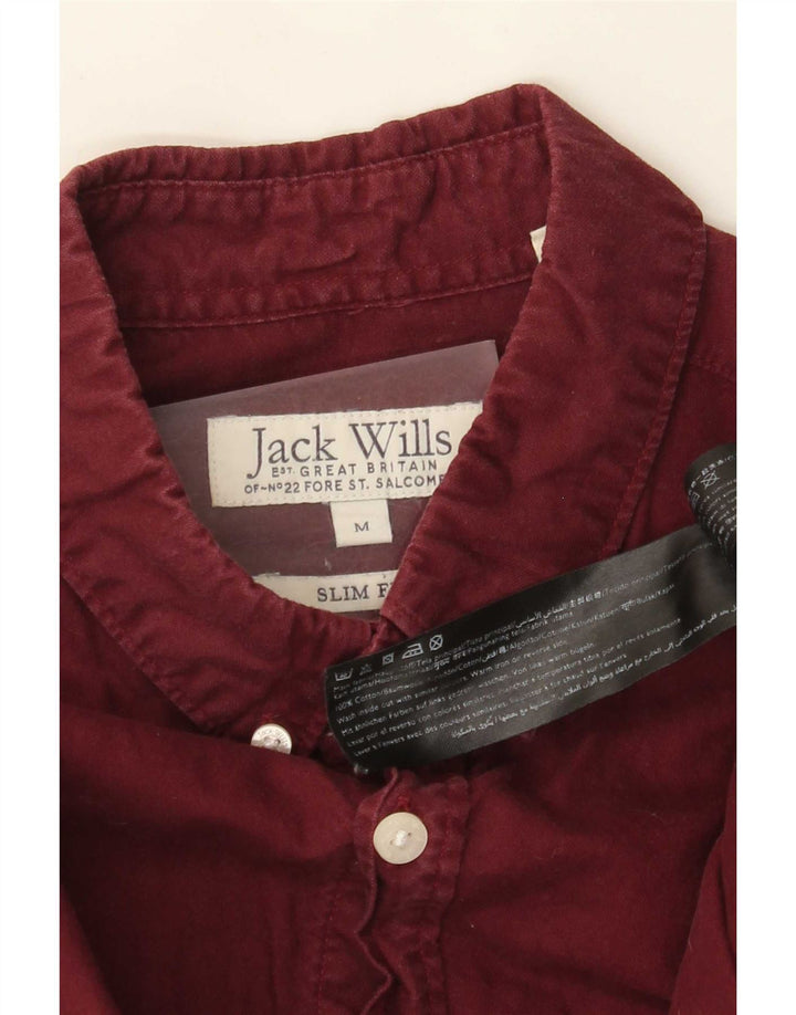 Camicia slim fit da uomo Jack Wills in cotone bordeaux medio