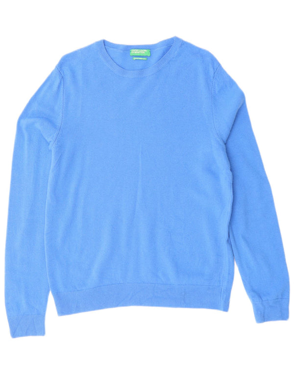 Maglione da donna con scollo a barca Benetton UK 16 Large Blue Wool Merino