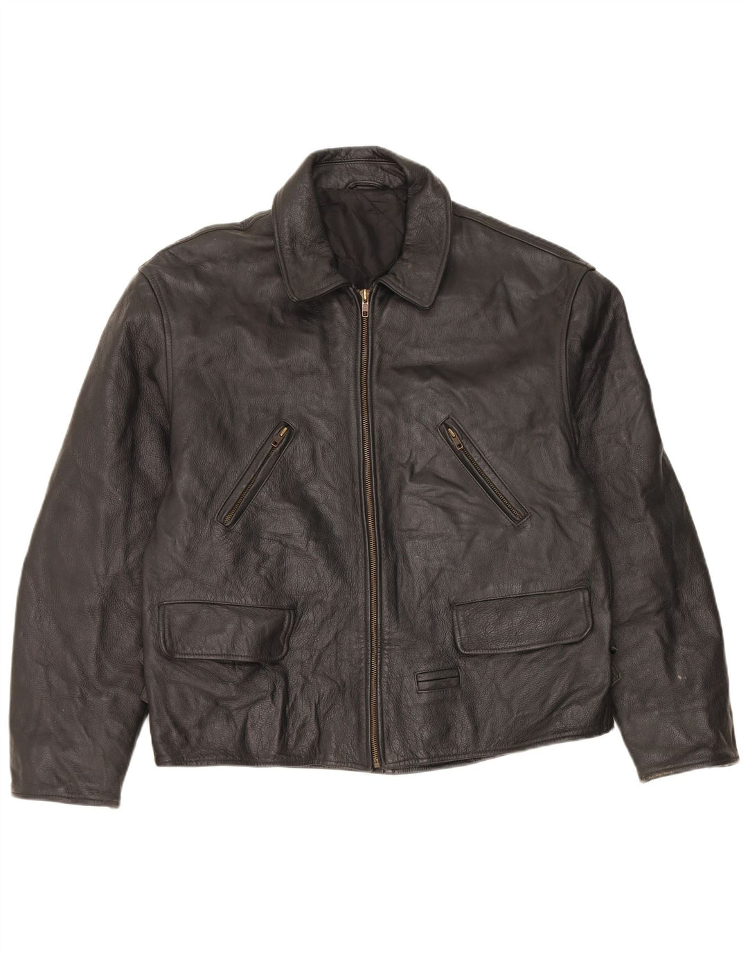 Giacca in pelle vintage da uomo UK 36 piccola nera