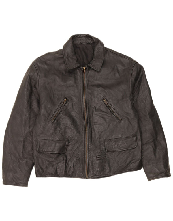 Giacca in pelle vintage da uomo UK 36 piccola nera