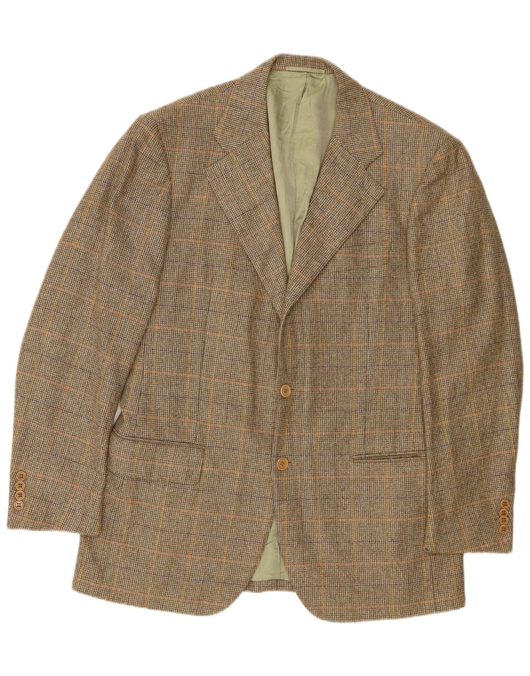Giacca blazer da uomo a 2 bottoni Abla IT 50 grande lana pied de poule verde