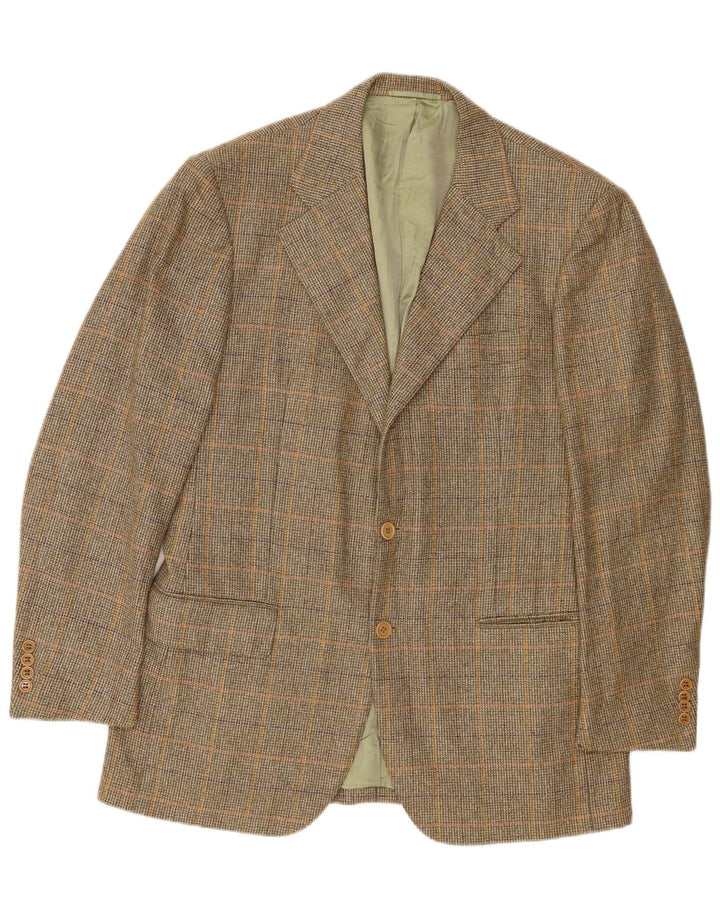 Giacca blazer da uomo a 2 bottoni Abla IT 50 grande lana pied de poule verde