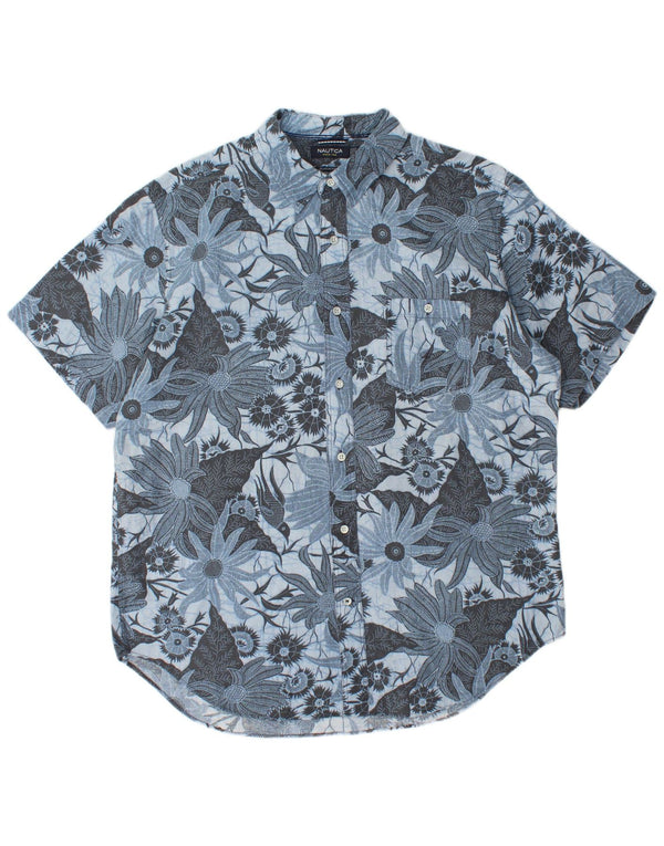 Camicia a maniche corte vestibilità classica da uomo Nautica Lino floreale blu grande