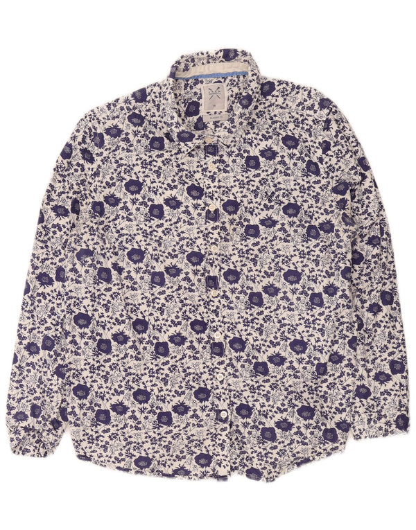 Crew Clothing Camicia da donna dalla vestibilità classica UK 16 Grande cotone floreale blu