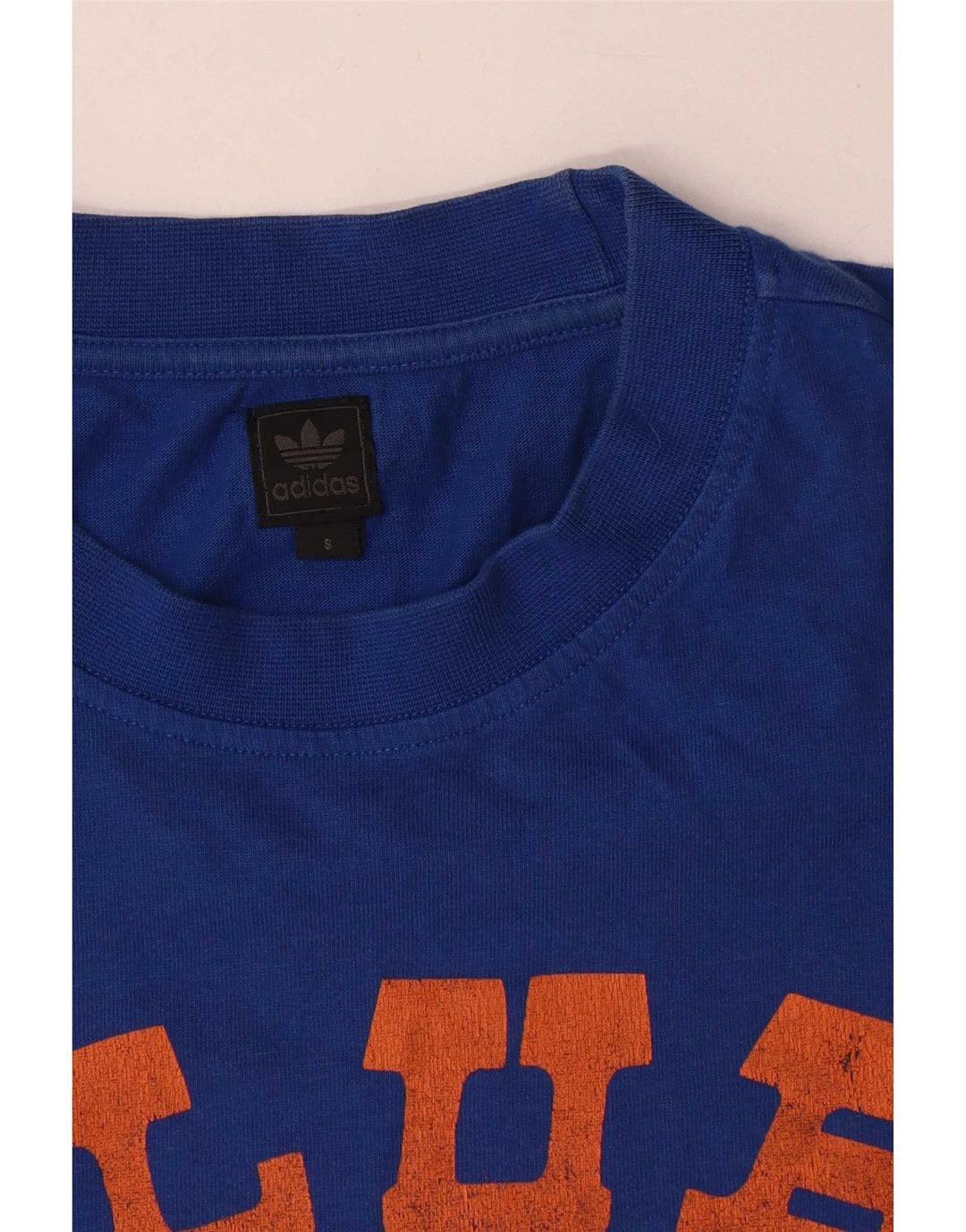 T-shirt grafica da uomo Adidas Top piccola in cotone blu